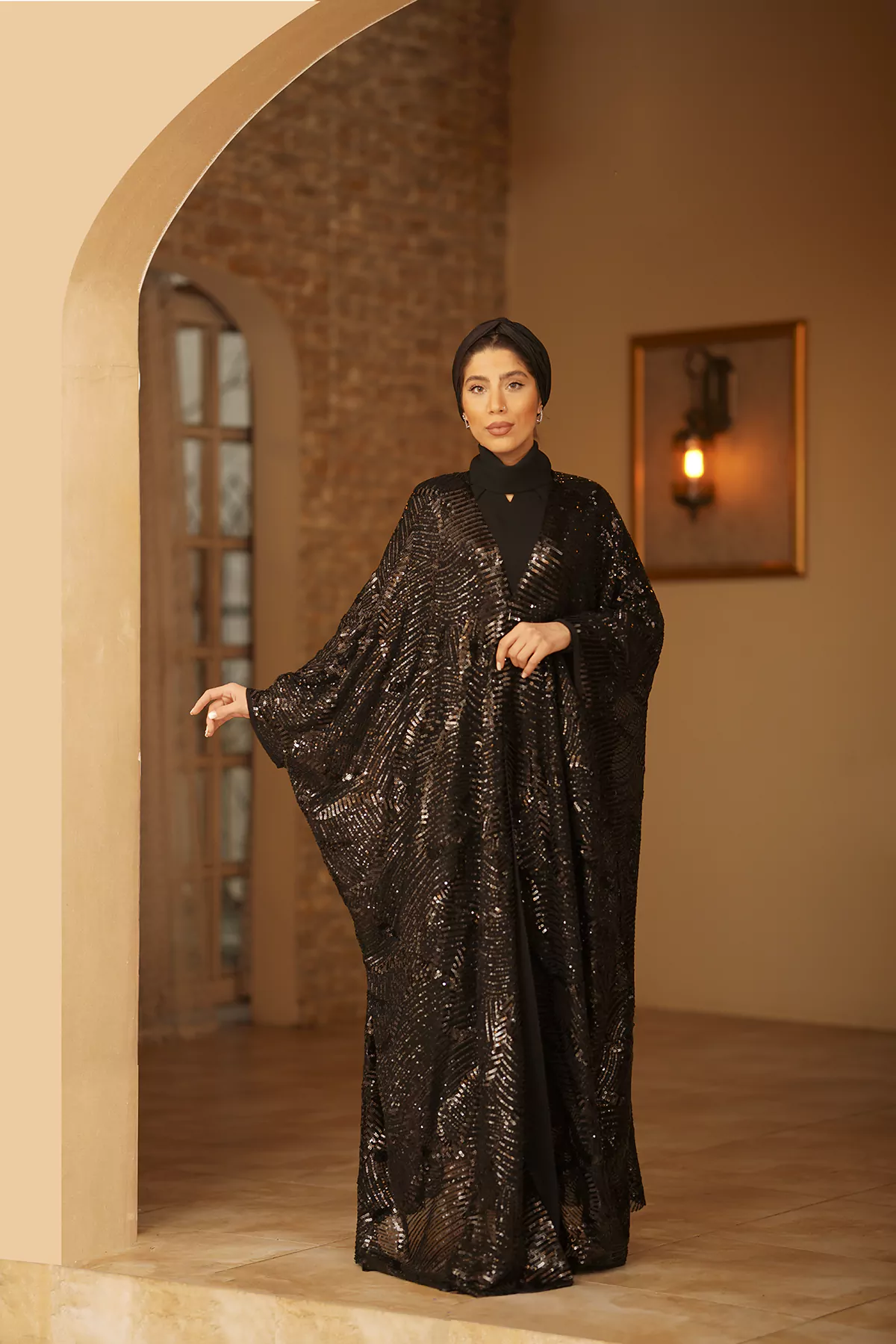 Black Abaya with Sequin Fabric
