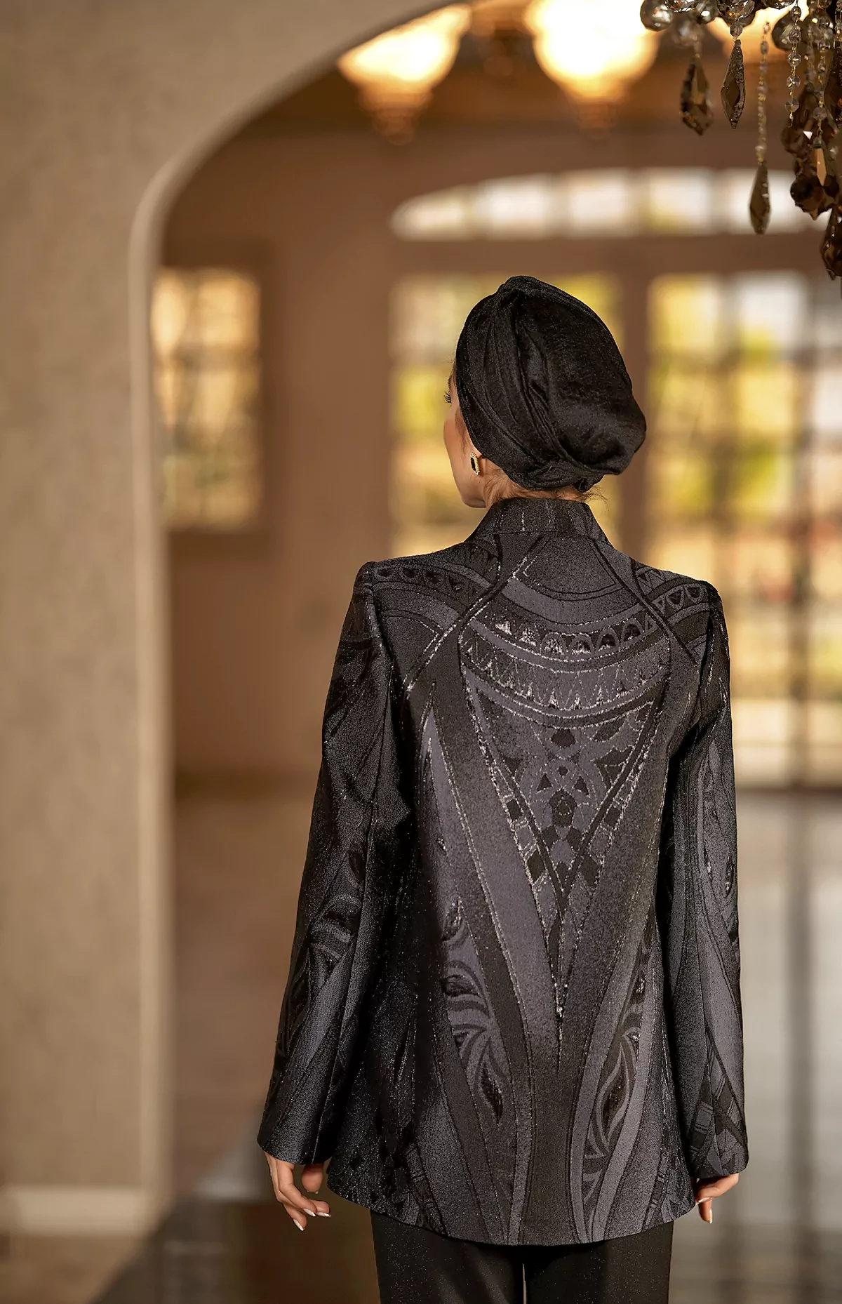 Jacquard Coat with Black Pattern - Image 2