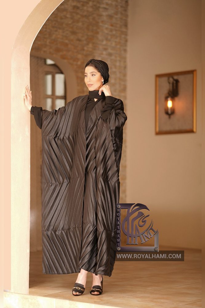 Black Abaya Pleated Fabric - Image 4