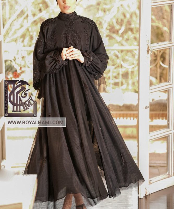 Black Embroidered Silk Kaftan