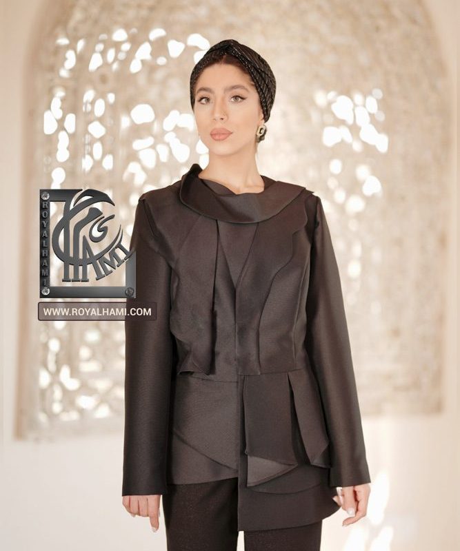 Black Satin Peplum Coat