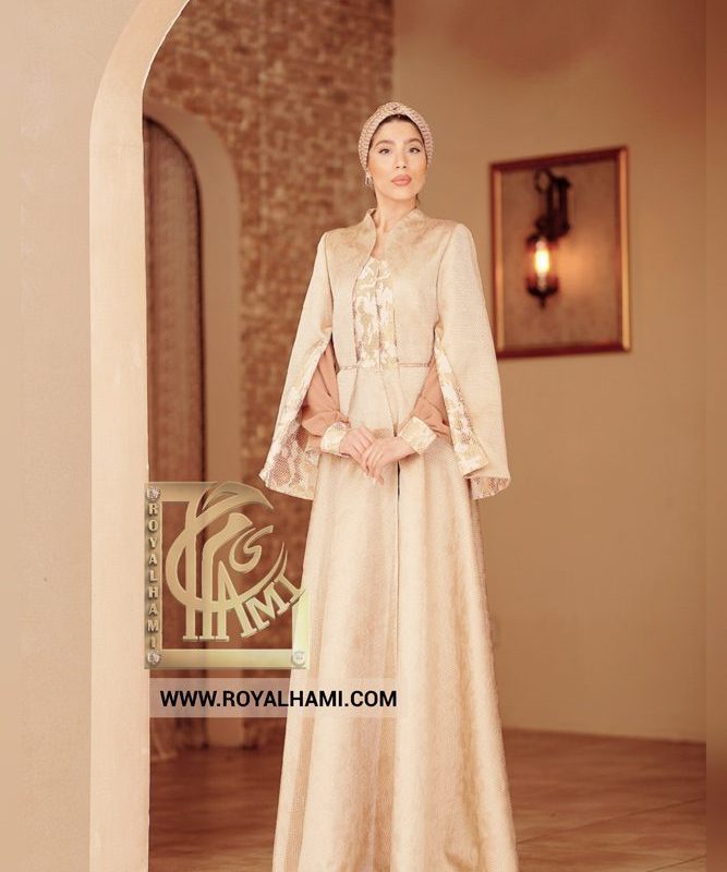 Golden Jacquard Abaya with Snakeskin Design