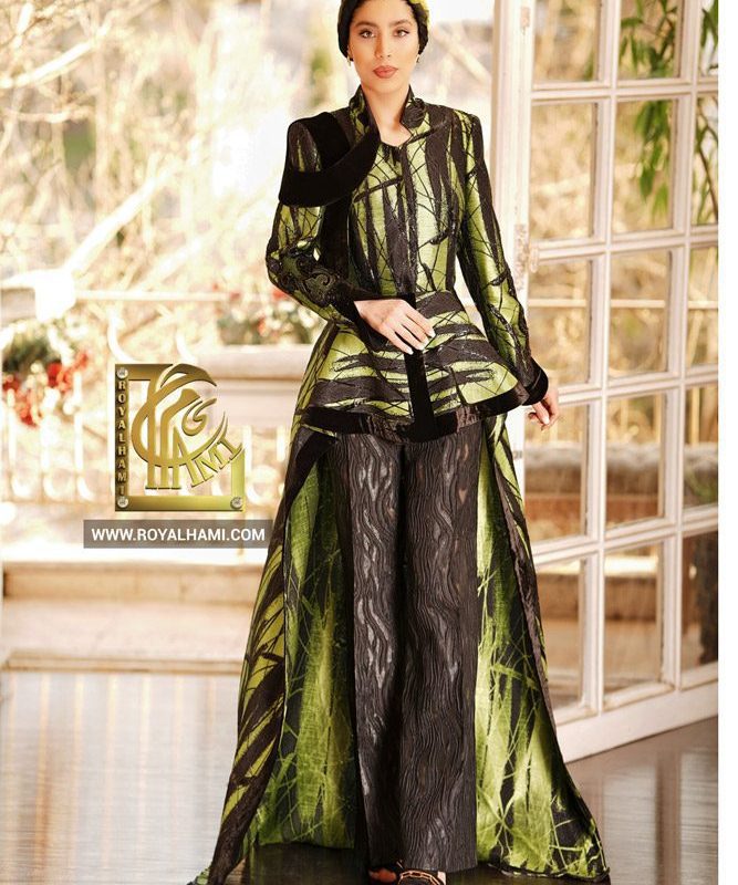 Green Jacquard Long Back Short Front Abaya