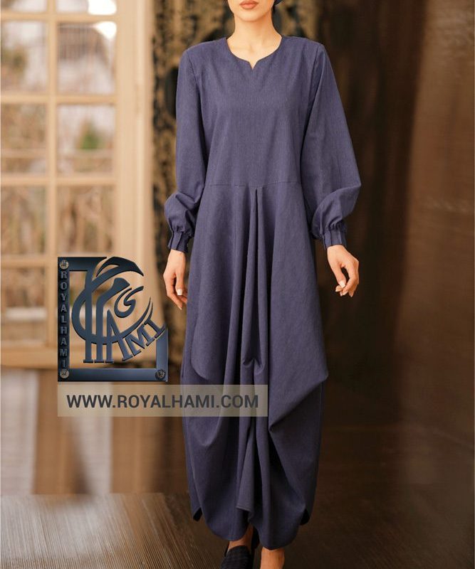 Navy kaftan with bishop sleeves
