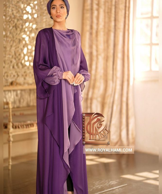 Purple Abaya with Melange silk fabric