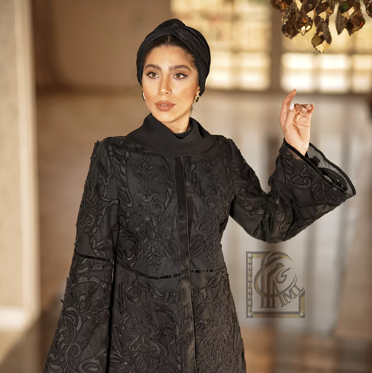 Black guipure coat