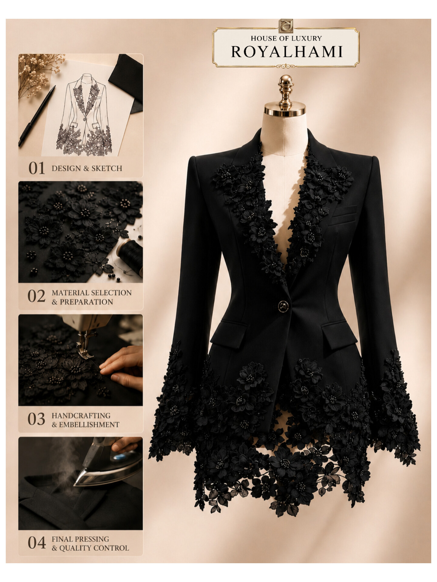 Women's black formal coat