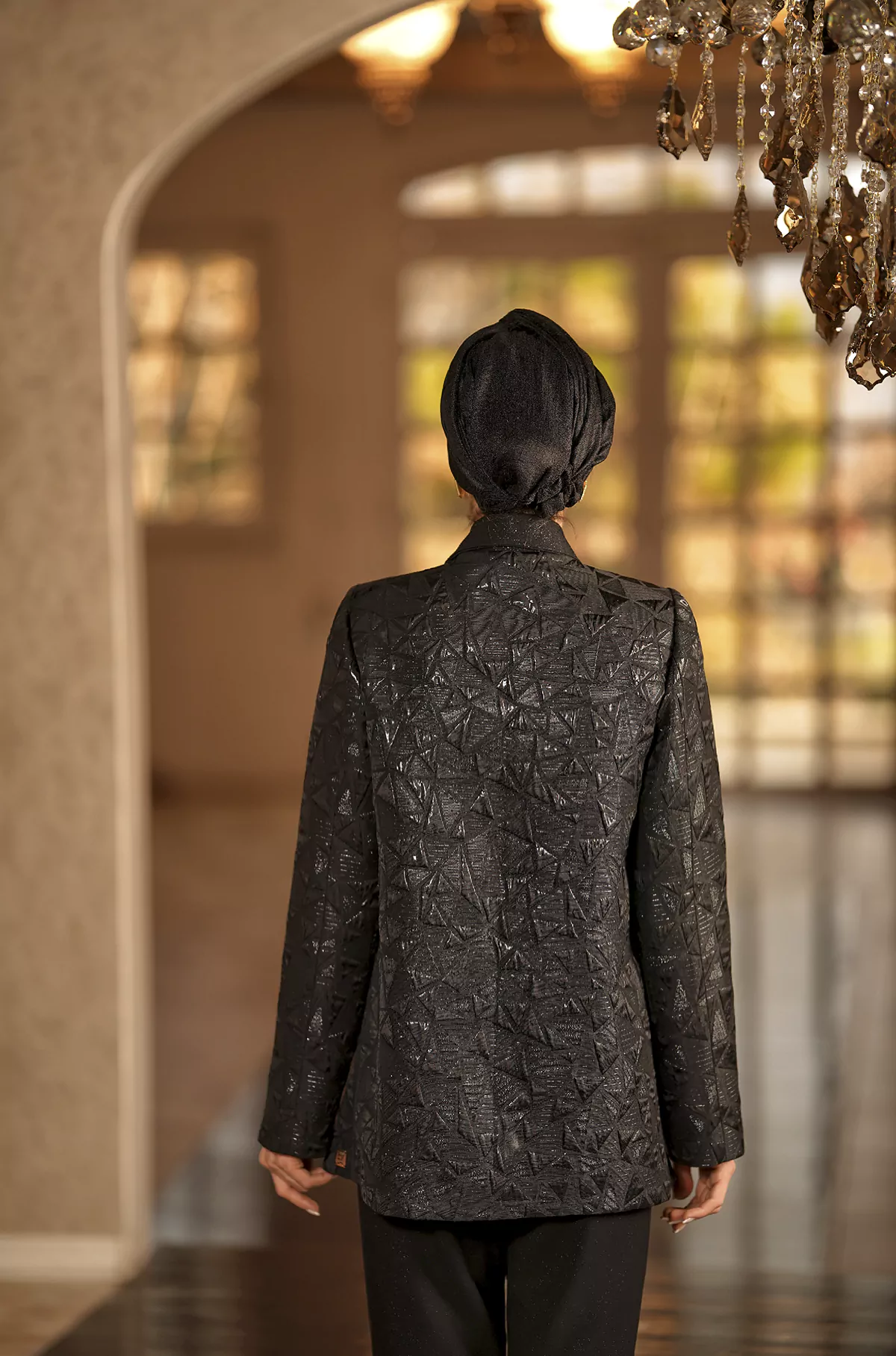 Jacquard Coat with Black Pattern - Image 2